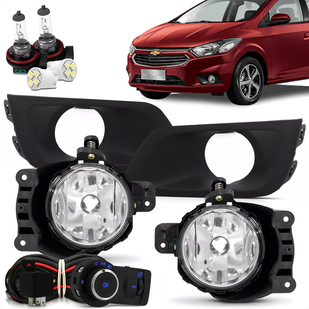 Kit Farol De Milha Onix Prisma 2017 2018 2019 Botão Original