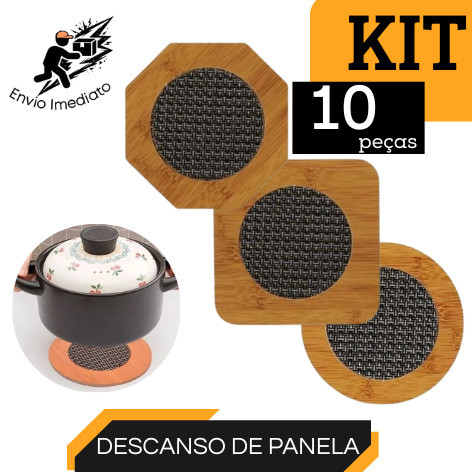 Kit 10 Descanso de Panela Bambu Redondo Porta Panela e Travessa para Mesa Cozinha Achadinhos da Shoppe Casa Baratinho