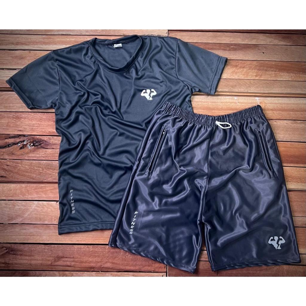Conjunto Fitness Masculino Cinza Camiseta e Bermuda Básicas Ideal Pro Dia-a-Dia + Diversas Cores + Pronta Entrega!