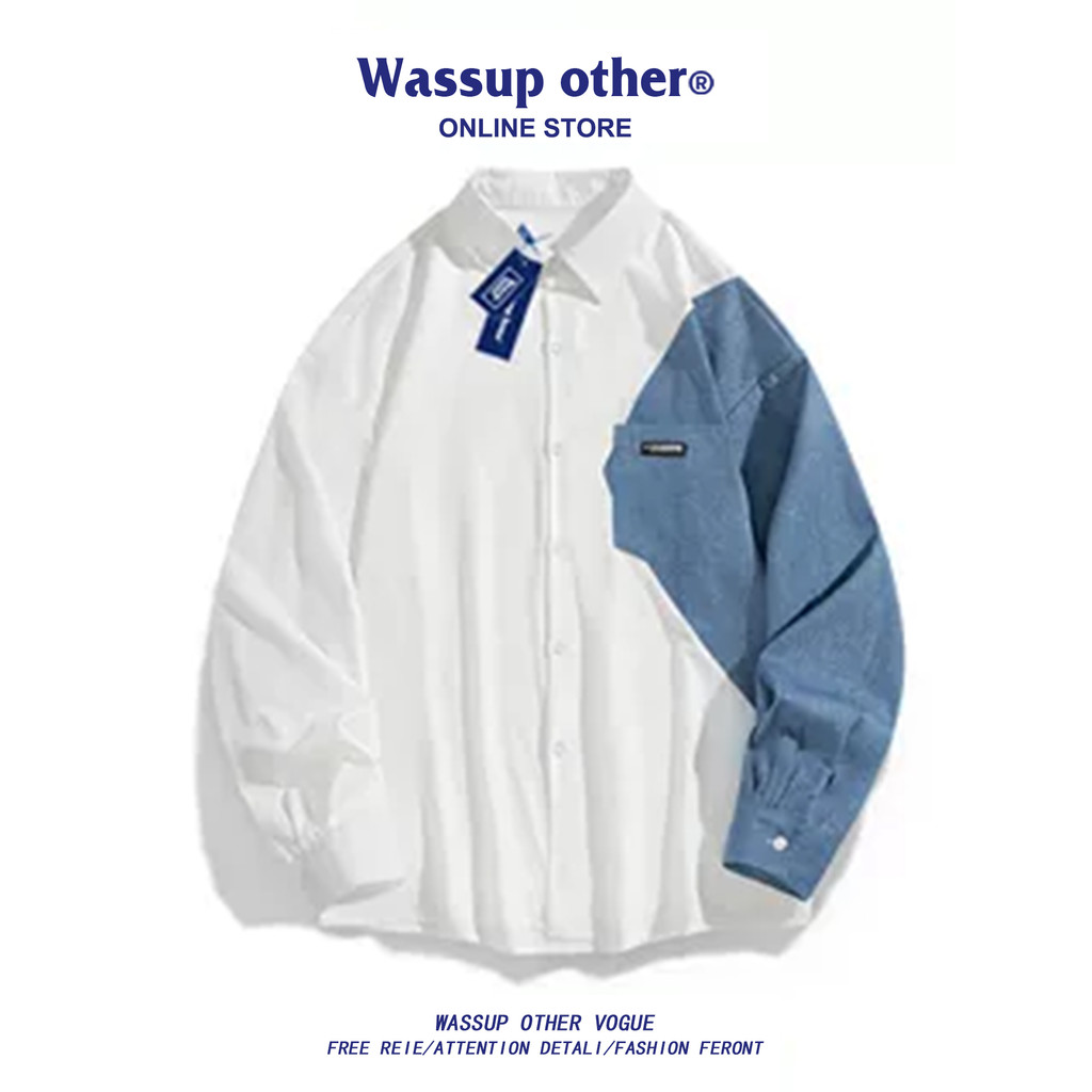 WASSUP OUTRO Camisa de Manga Longa Masculina 2025 Novo Estilo Verão Solto Camisa Casual Jaqueta Masculina