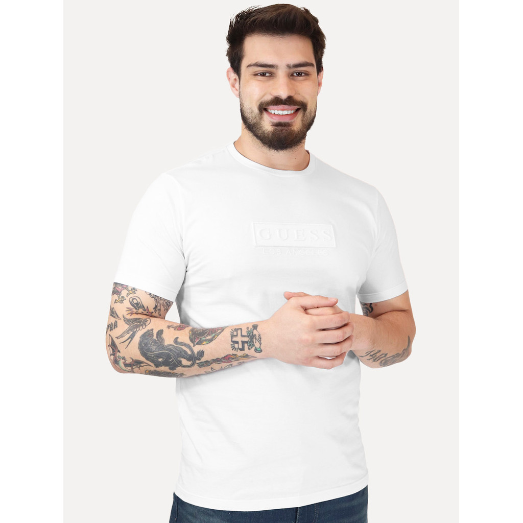 Camiseta Guess Original Masculina Los Angeles Embroidery Logo Branco