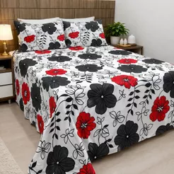 Jogo de Cama Casal Queen 800 Fios Estampado 100% Algodão Cobre Leito Sem Elástico + 2 Fronhas