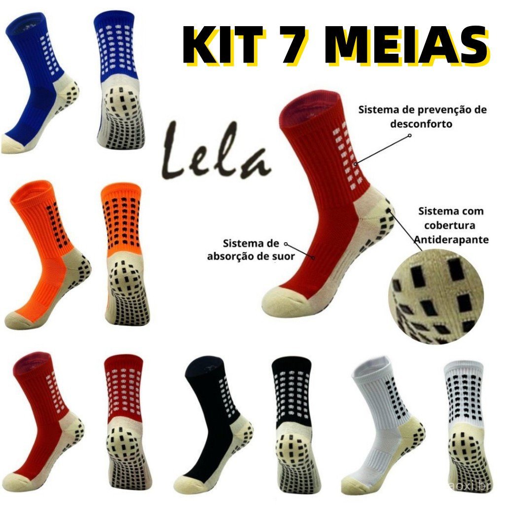 Kit 7 Meias Esportivas de Futebol Antiderrapantes de Alta Qualidade