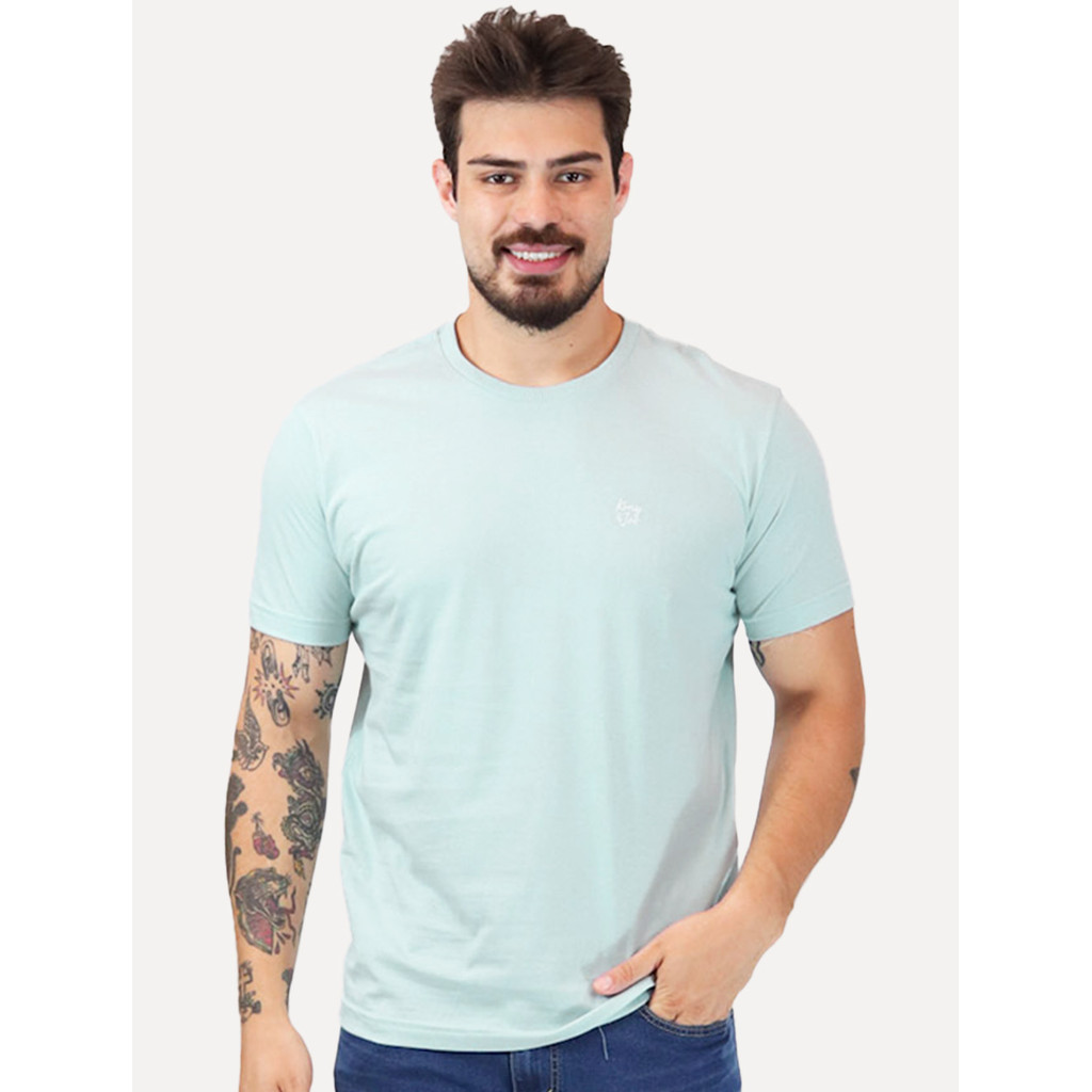 Camiseta King & Joe Original Masculina Basic Script Peito Azul Claro
