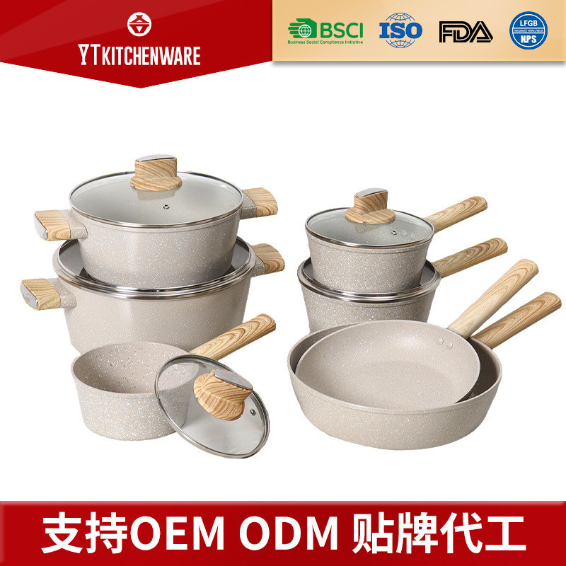 Conjunto de panela personalizada de pedra médica, fogão elétrico, fogão a gás, panela de sopa, frigideira antiaderente