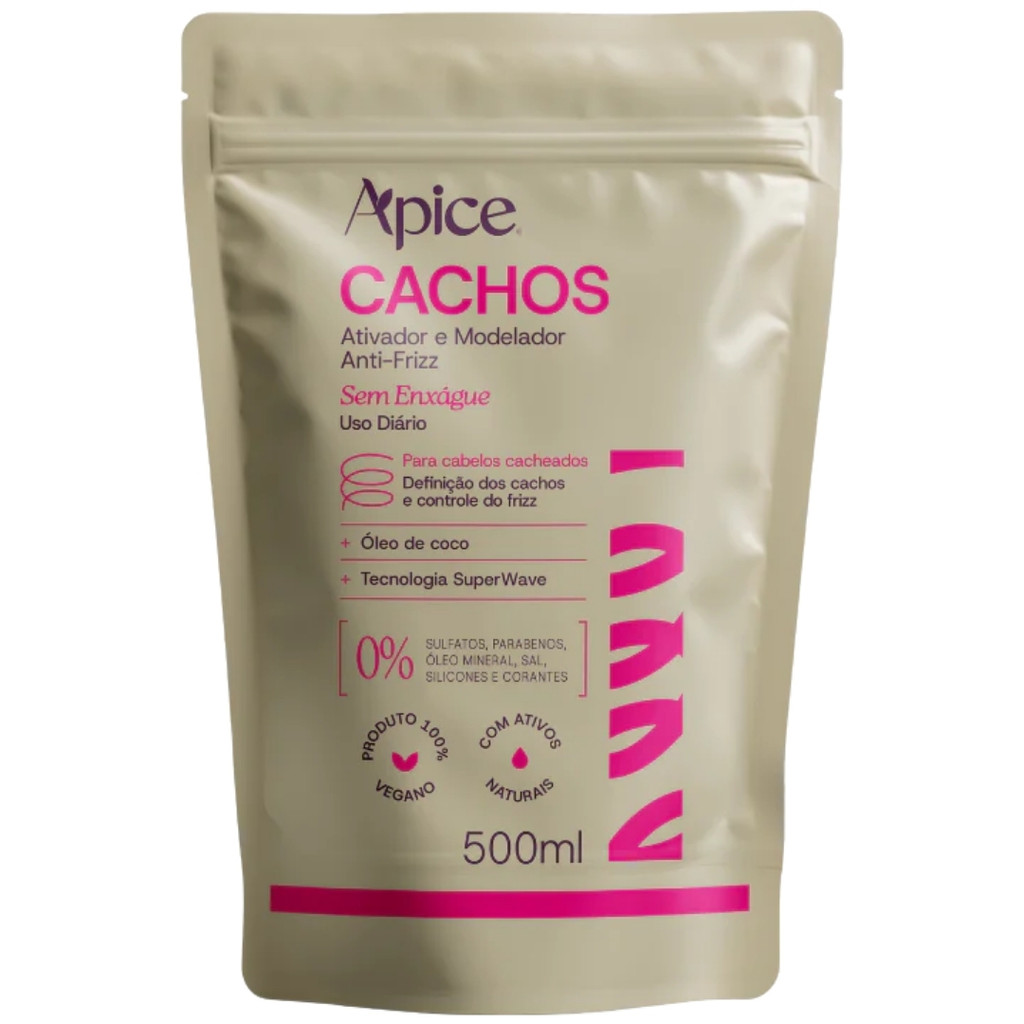 Ativador E Modelador De Cachos Apice Vegano Anti Frizz Creme De Pentar Uso Diario Refil 500g em Oferta na Shopee