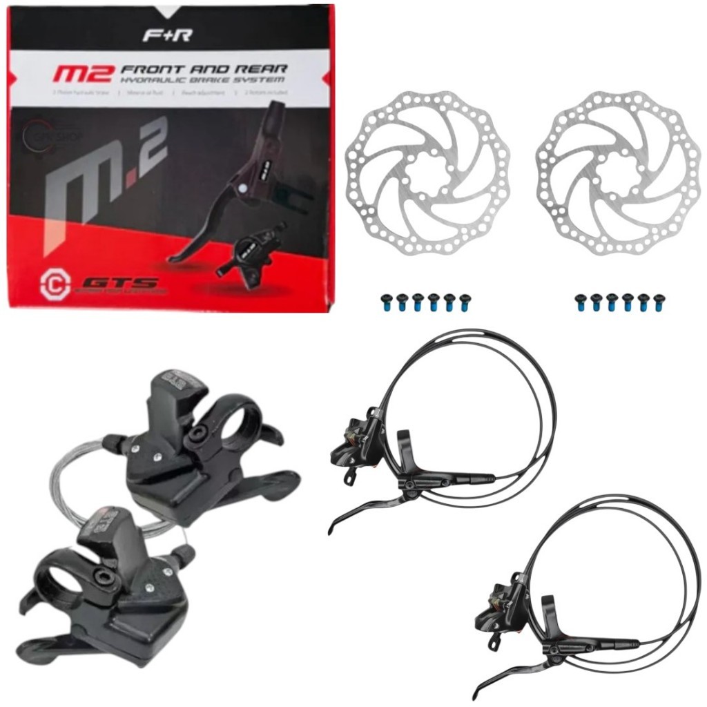 Freio Á Disco Hidráulico gts Completo + Par de Passador trocador Gts 7v / 8v para bike bicicleta