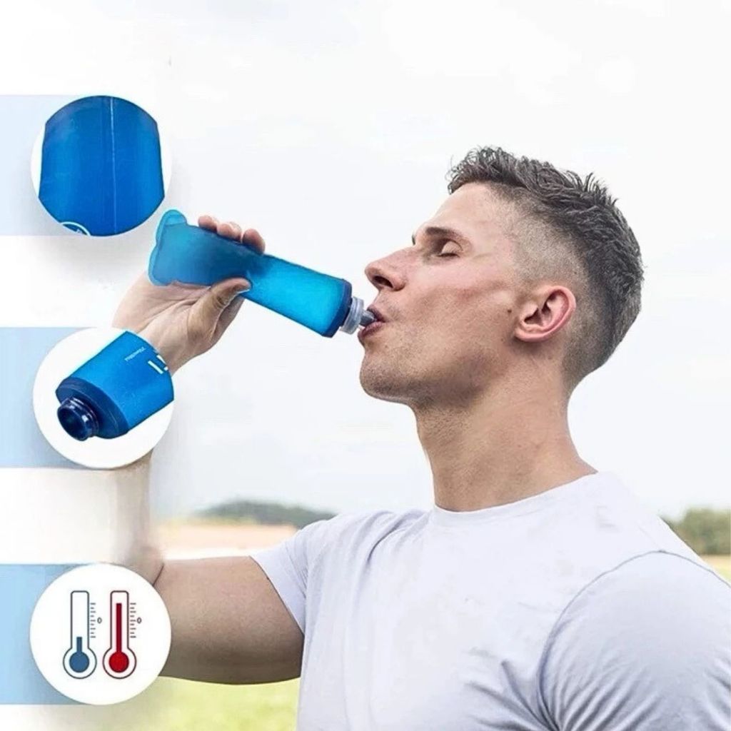 Garrafa De Água Silicone Squeeze Corrida De Rua Running Mole Garrafa Dobrável Bicicleta Esporte Ao Ar Livre Hidratação