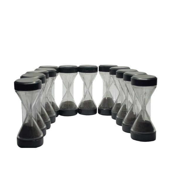 12 Ampulheta de Plástico Média ( tampa preta ) + 2 Ampulhetas de Brinde em Oferta na Shopee