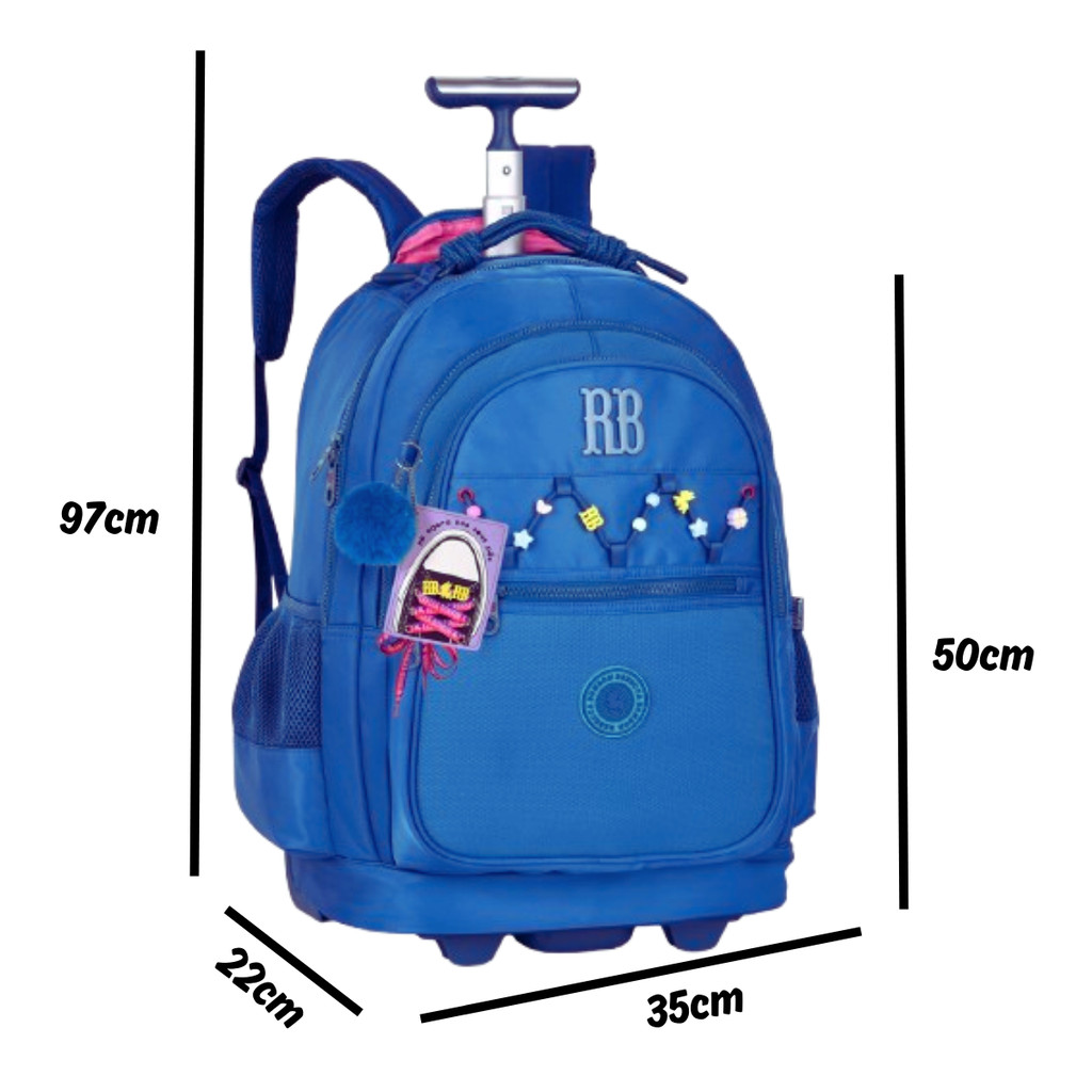 Mochila de Rodinhas Com par de Cadarços Rebecca Bonbon Beaded Fun - Clio Style Cor:Azul — imagem 2 de 2