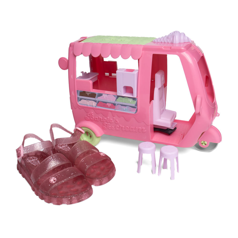 Sandália Infantil Grendene Barbie Sorveteria Rosa Glitter