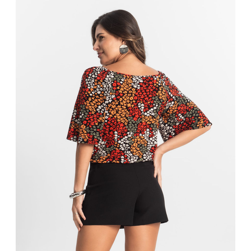 Detalhes do Blusa Feminina Manga Curta Select Laranja
