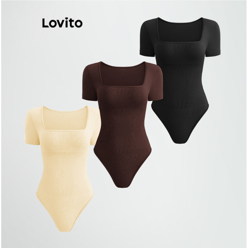 Lovito Body básico liso casual para mulheres BRBSNS56EX476 em Oferta na Shopee