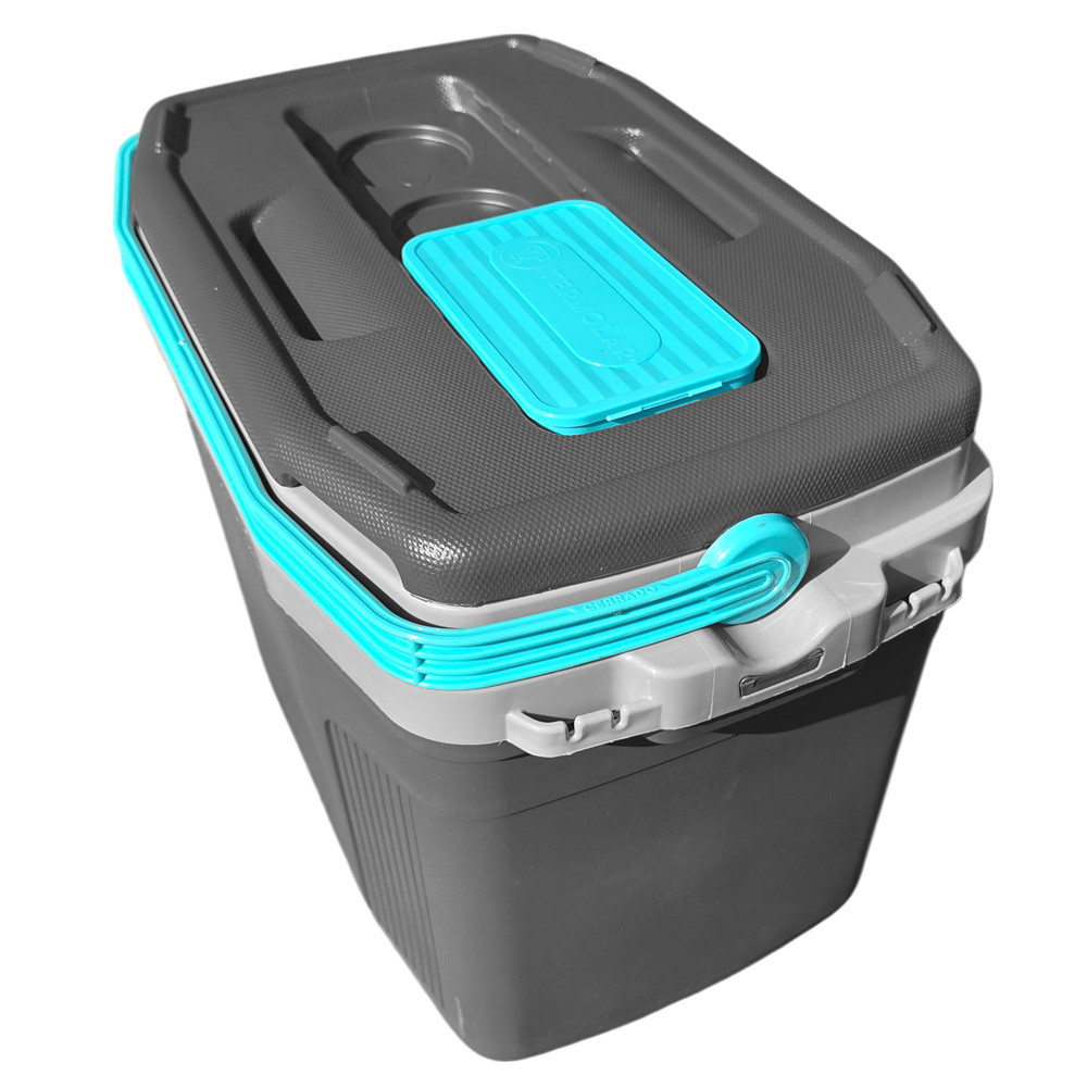 Detalhes do Caixa Cooler Térmico 32 Litros Cinza Plus Com Alça Cabe Até 45 Latas Para Praia Camping Pesca