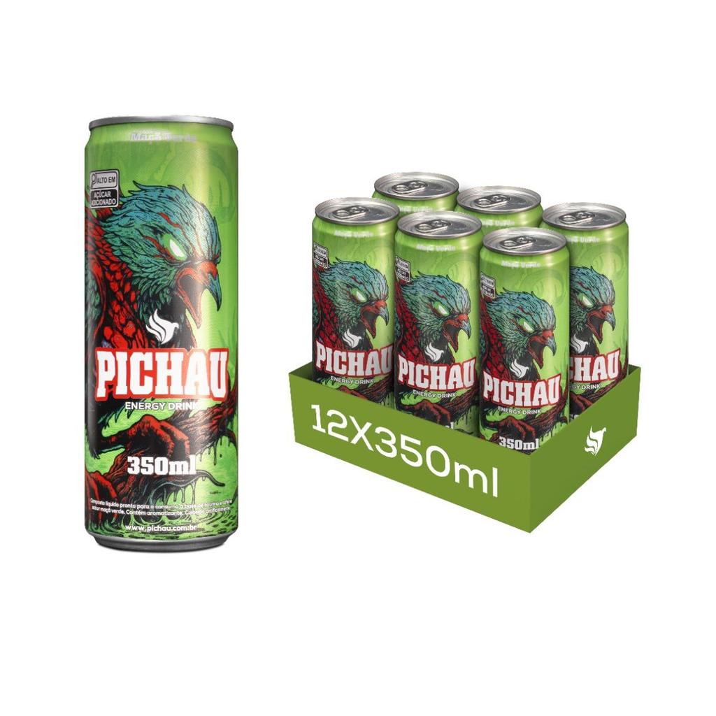 Pack Energetico Pichau Maça Verde, 350ml, Com Açúcar, Com 12 unidades