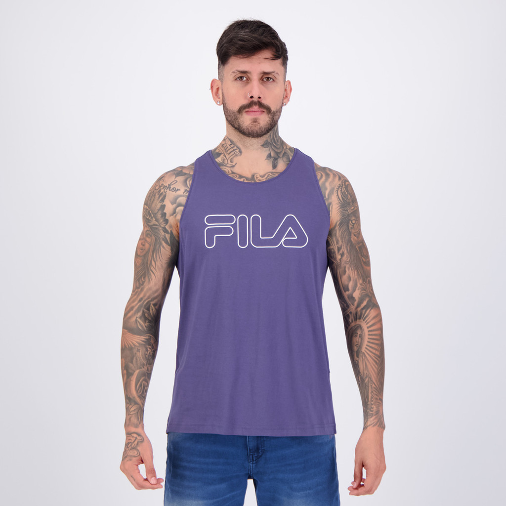 Regata Fila Letter Outline Marinho e Branco em Oferta na Shopee
