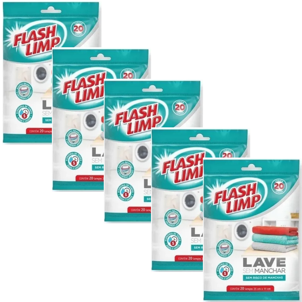 Kit Lenço Lave Sem Manchar Anti Mancha - 5un C/20 Lenços