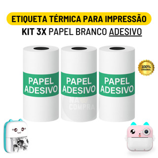 Kit 3 Bobina Etiqueta Térmica Adesiva 57x30mm Branco Rolo Para Mini Impressora Portátil a Prova De Água em Oferta na Shopee