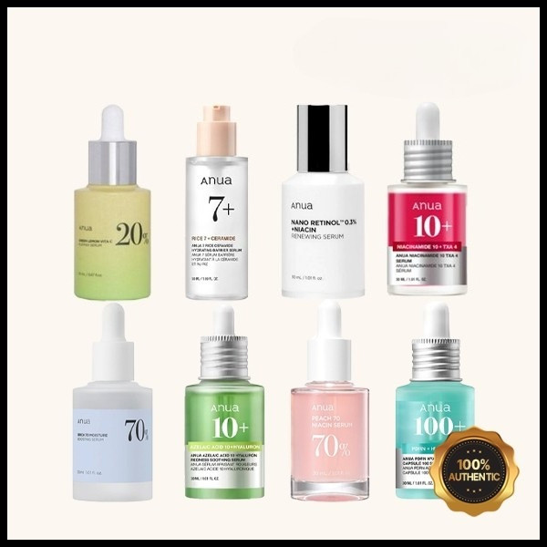 Anua Serum 8 Tipos (Niacina , Pêssego , Retinol , PDRN , Arroz , Limão , Umidade De Nascimento , Hialurônico)