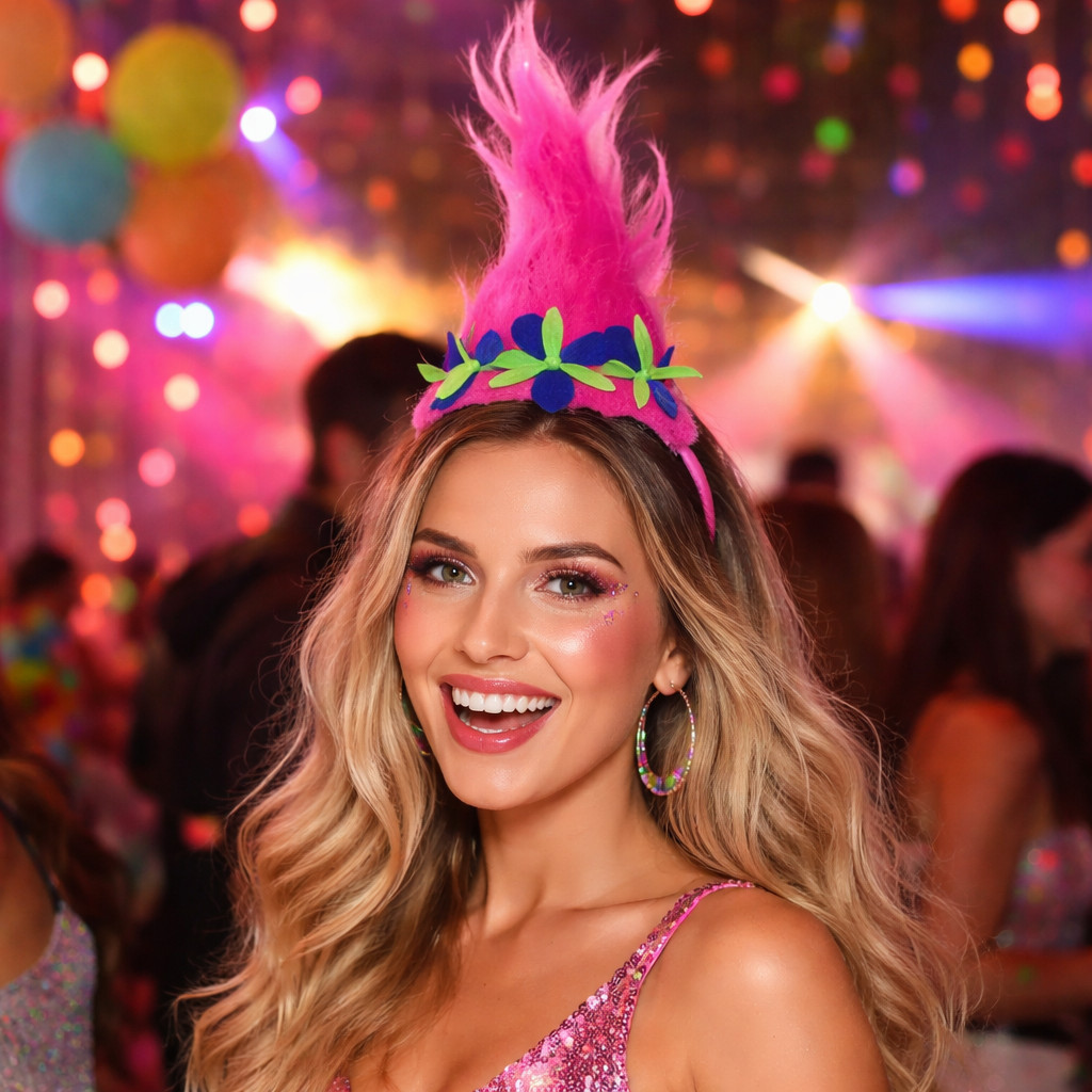 Tiara Carnaval Cabelo Maluco Arquinho Elfo Festa Fantasia Bloquinho Penteado Trolls