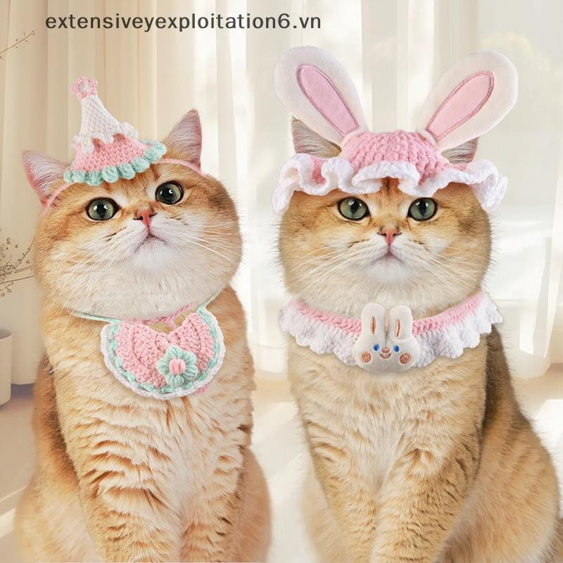 exten Princesa Doce Cachecol Para Animais De Estimação Chapéu De Malha Gato Cão Macio Mão Tecido Cosplay Aniversário Tra
