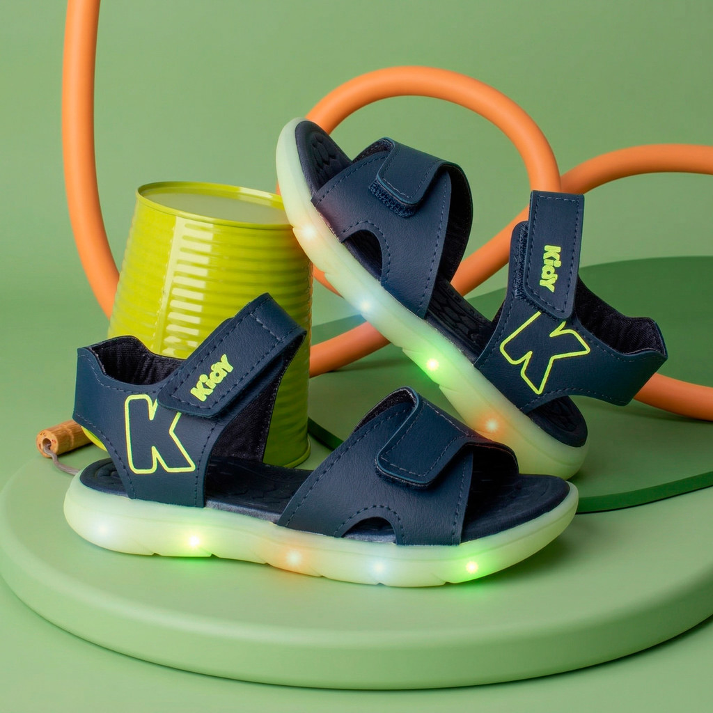 Sandália Papete Infantil Menino Kidy Light Luz Led Pisca Pisca Confortável Leve Escolar Dia a Dia
