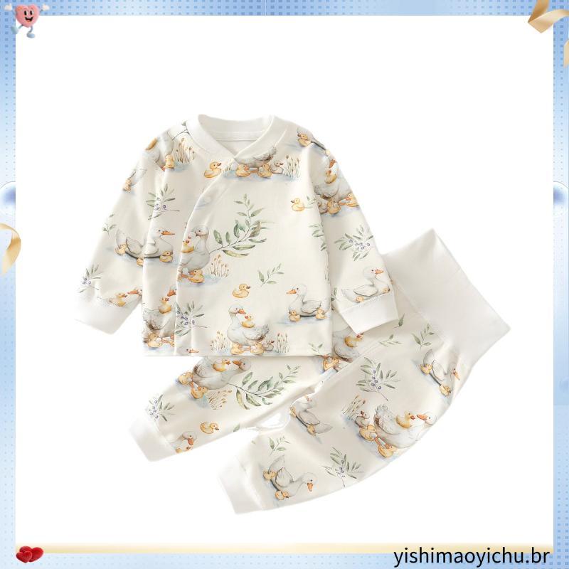 Roupas de bebê Roupas de bebê Classe a Algodão puro Quatro estações Terno dividido para bebê Cintura alta Proteção para 