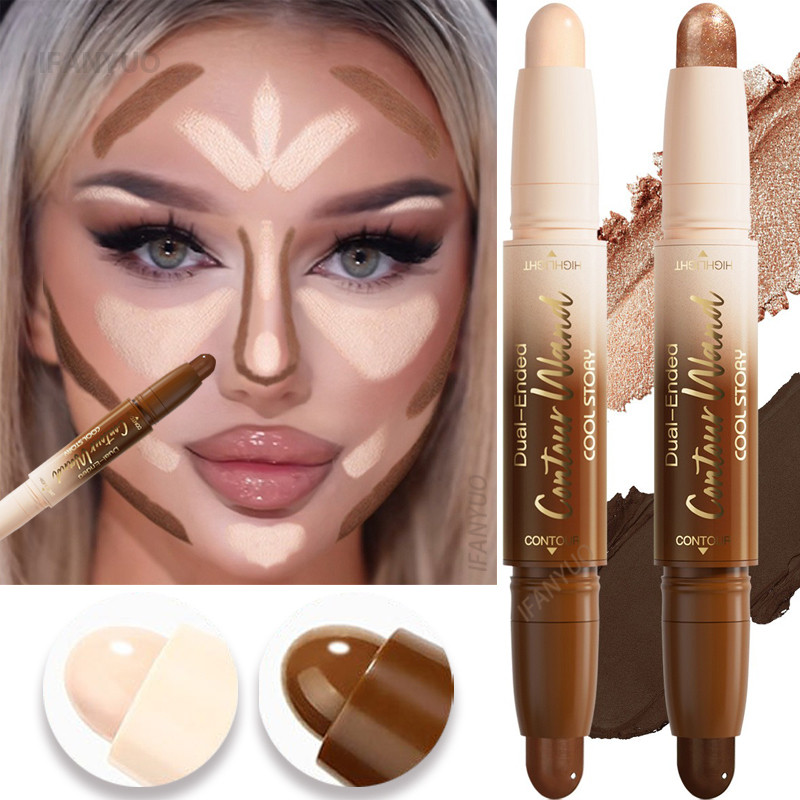 Contour Stick Destaque E Sombra De Ponta Dupla Creme À Prova D'água Cobertura Completa Corretivo Acabamento Natural Maqu
