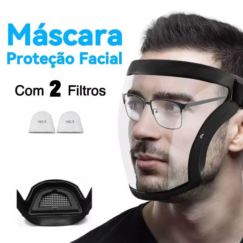 2 Filtros + Máscara De Proteção Facial Completa De Alta Qualidade À Prova De Poeira Transparente Óculos De Proteção