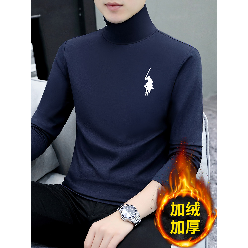 Camisa de fundo de gola alta de inverno forro de lã masculino roupa interior térmica roupas de outono masculino juventud