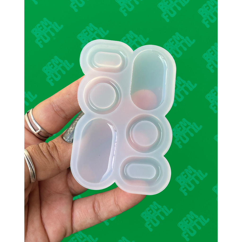 Molde Brinco Oval e Formatos Vazados - Mod 033 - Efeito Gloss - Artesanato e Alimentício - Artigo de Arte