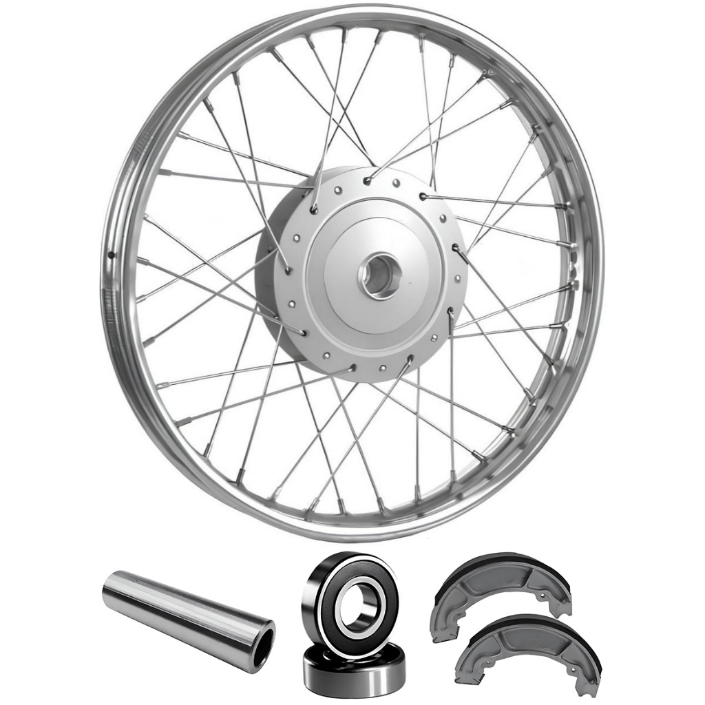 Roda Dianteira Raiada 4mm Honda Pop 100 Pop 110 Tambor + Lona/Rolamento/Espaçador