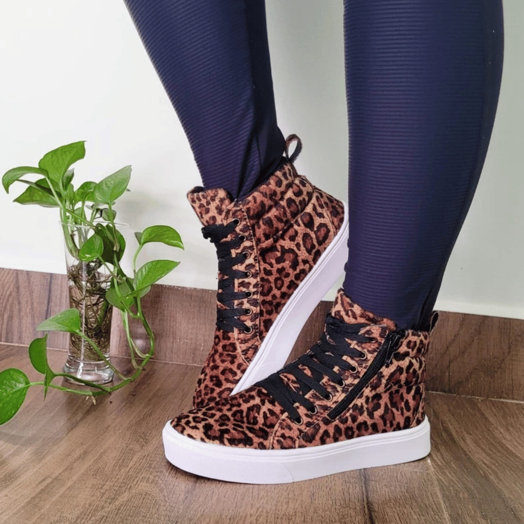 Botinha Tênis Feminino academia e casual com ziper na lateral  cano médio estiloso e leve