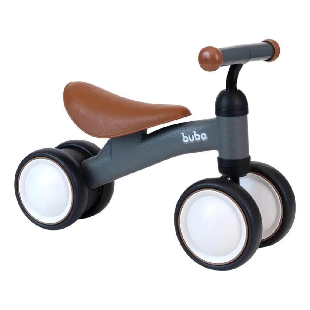Bicicleta De Equilíbrio S/Pedal 4 Rodas Cinza - Buba OB