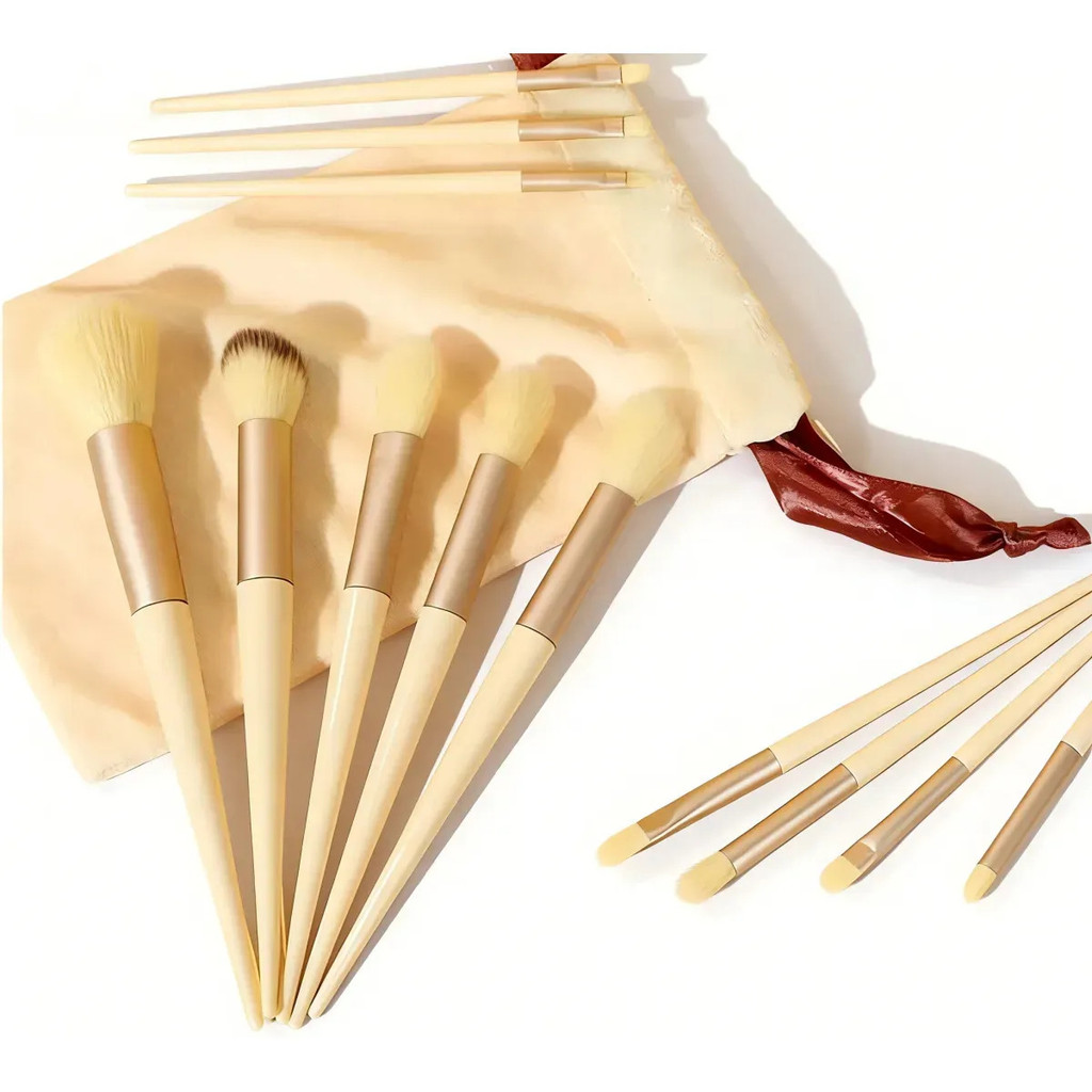 Kit Pinceis Maquiagem Com 13 Unidades Sombra Blush Corretivo Amarelo