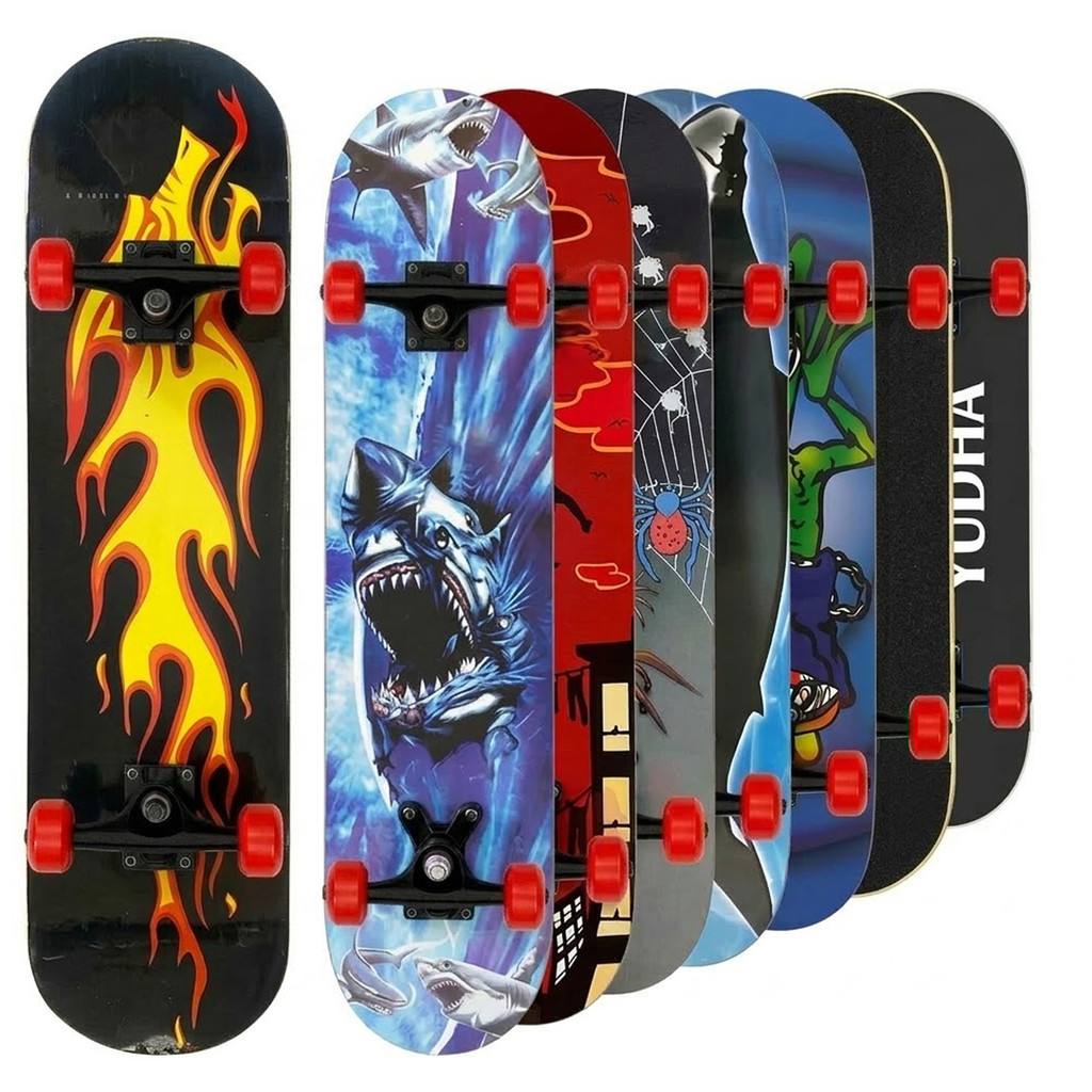 Skate Infantil de Madeira Irado Criança Inciante Tamanho Médio 60cm Até 40kg Sor