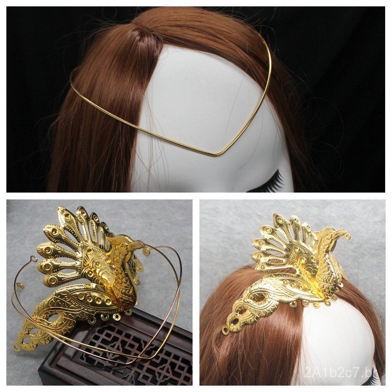 Base para tiara de noiva Xiuhe com fênix DIY, grampo de cabelo Hanfu, base para adorno de testa em formato de V, acessór