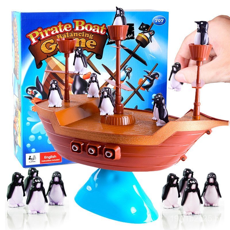Jogo de Mesa de Comércio Exterior: Barco Pirata Pinguim - Jogo de Equilíbrio, Presente Interativo para Pais e Filhos 707