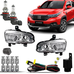Kit Farol Milha Neblina Farolete Cibie Fiat Strada Completa 20 21 A 2023 24 Com Lampadas Facil instalação