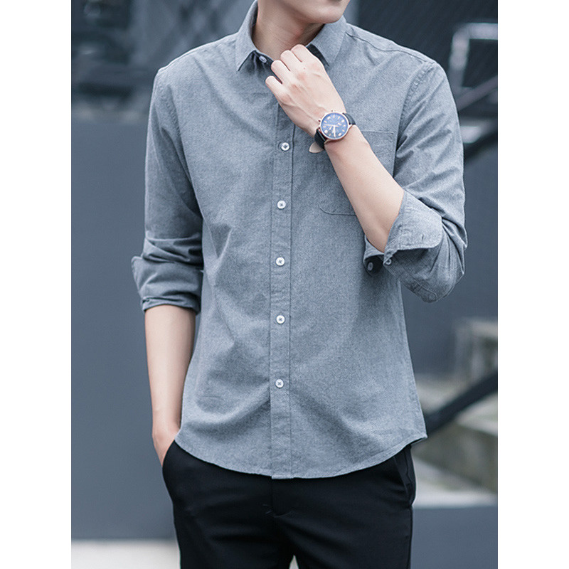 2026 novo estilo camisa masculina de manga comprida Casual versão coreana na moda Polegada roupas primavera outono solto