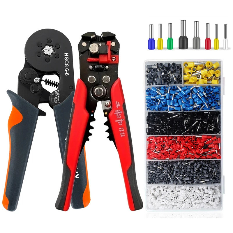 Ferramenta De Crimpagem E Descascadores De Fio Autoajustável , Kit De Ferramentas De Virola De Catraca Hexagonal Com Ter