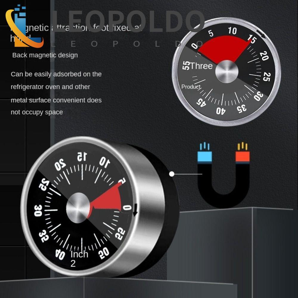 Temporizador Mecânico LEOPOLDO , Relógio De Contagem Regressiva Visual Com Som De 60 Minutos , Giratório Adsorvível Para