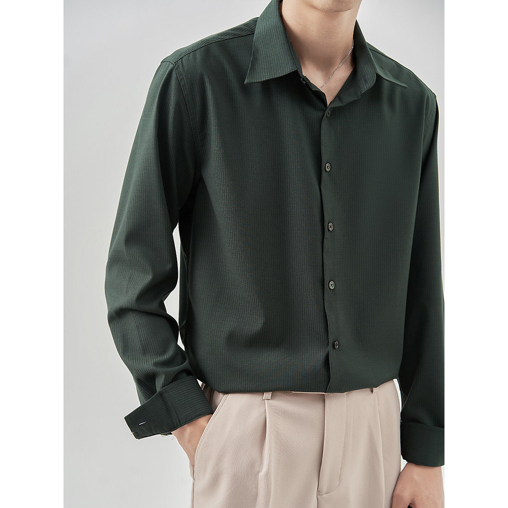 Camisa de outono masculina versão coreana negócios Casual não-ferro camisa de manga comprida masculina luz estilo maduro