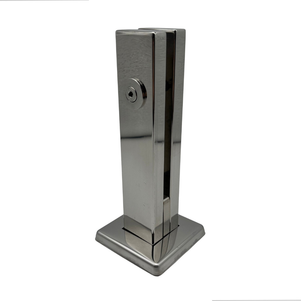 Torre Inox Coluna 20cm Polido Kimoji Guarda Corpo Vidro 1 Furo