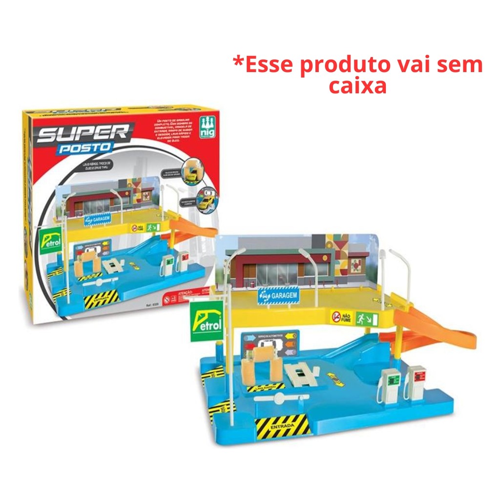 Super Posto Postinho De Gasolina 2 Andares Lava Rápido Rampa Brinquedo Infantil Para Brincar Com os Carrinhos - Nig