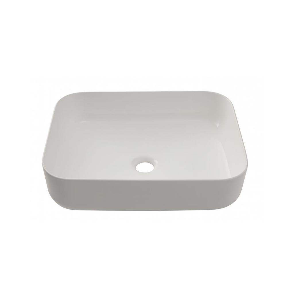 Cuba de Apoio Slim Retangular Sem Válvula para Banheiro Louça Cerâmica 50,5x39,5cm Fluorita Pingoo - Branco