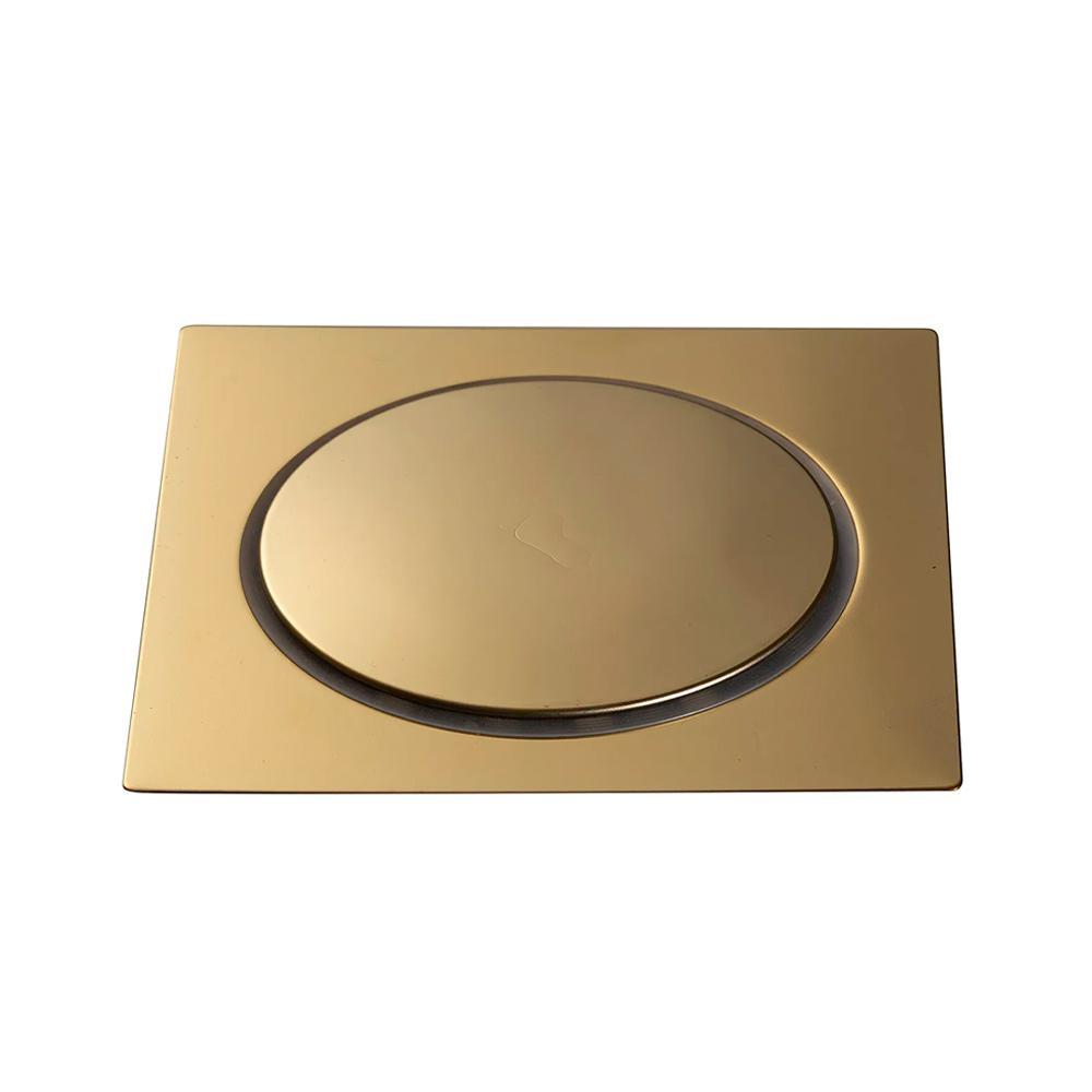 Ralo Click Up Quadrado Para Chão 15Cm Inox Pingoo - Dourado