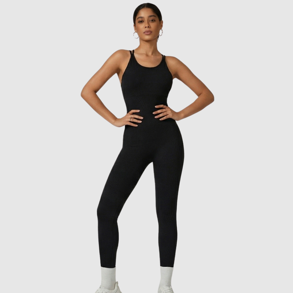 Macacão Longo Fitness Poliamida Premium Treino Academia Zero Transparência Alta Qualidade FItness Costas Detalhada