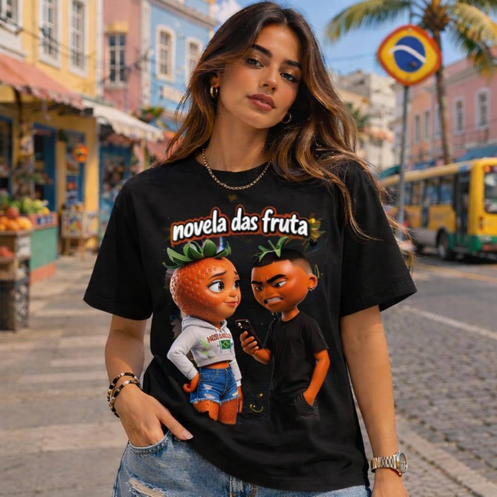 Camiseta Novela Das Frutas Engraçada Estampada Masculina Feminina Algodão 100% Streetwear