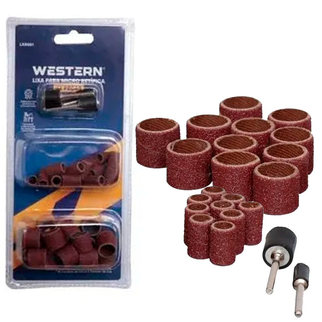Kit Jogo De Lixas Para Micro Retífica Com 42 Peças WESTERN LXR001 Para Limpeza Desbaste Acabamento em Oferta na Shopee